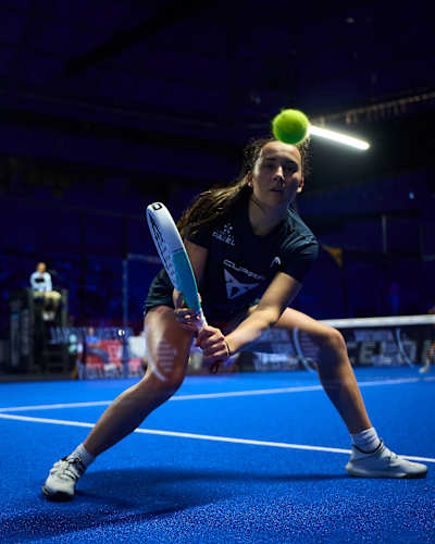 Andrea Ustero Prieto during the quarter finals of the Qatar Airways Premier Padel Finals Barcelona, Spain on December 11, 2025.