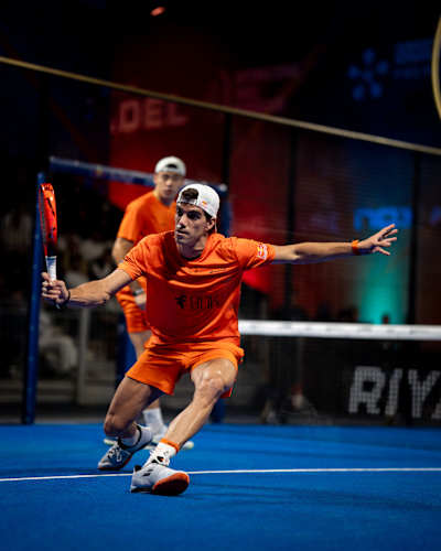 Juan Lebron during the quarter-finals of the Premier Padel Riyadh Season P1 in Saudi Arabia in February 2026.