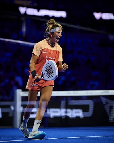 Padel ace Beatriz González seen during the finals of the Premier Padel P1 Malaga in Spain. 