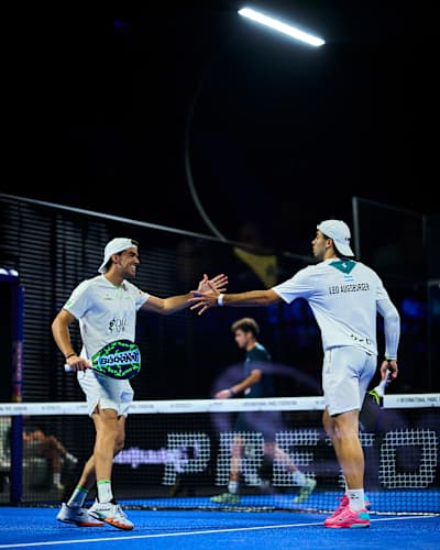 Juan Lebron and Leandro Augsburger during the quarter finals of the Premier Padel P1 Pretoria, South Africa on August 31, 2026.