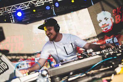 Veteran DJ and Red Bull 3Style judge Skratch Bastid performs before the World Final in Santiago, Chile, in 2016.
