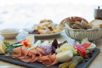 Platter of meats, bread and eggs in Austria.