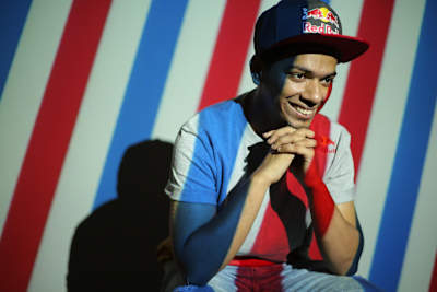 Tekken champion Arslan Ash poses under fluorescent lights in Lahore, Pakistan on November 11, 2019