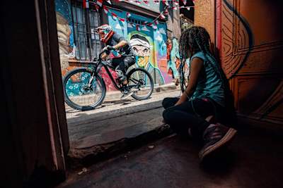 Adrien Loron performs during Red Bull Valparaiso Cerro Abajo, in Valparaiso, Chile on February 10th, 2019.