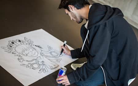 The Brazilian winner of Red Bull Doodle Art 2017, Alef Vernon, seen at São Paulo, Brazil on June 6, 2017