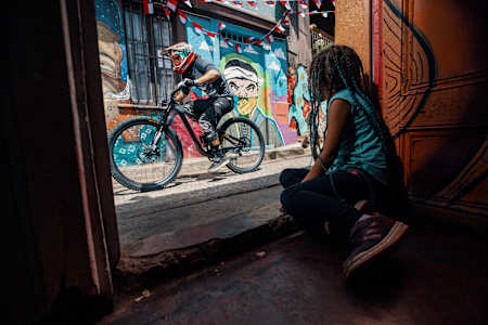 Adrien Loron performs during Red Bull Valparaiso Cerro Abajo, in Valparaiso, Chile on February 10th, 2019.