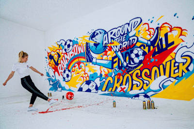 Freestyle footballer Aguska Mnich and street artist Captain Kris collaborated to create a unique mural to celebrate the launch of Red Bull Street Style World Championship 2021, in London, England.