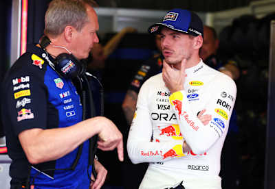 Max Verstappen and Paul Monaghan, Head of Car Engineering at Oracle Red Bull Racing, in conversation ahead of the F1 Grand Prix of Australia in March 2026.