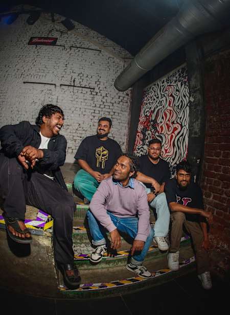 Swadesi crew (BamBoy, RaaKshaS Sound, NaaR, Maharya, MC Mawali) hanging out