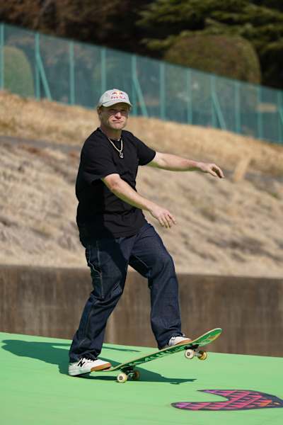 Jamie Foy tests out his course at KASSO Fest Skate & Sound in Long Beach, California.