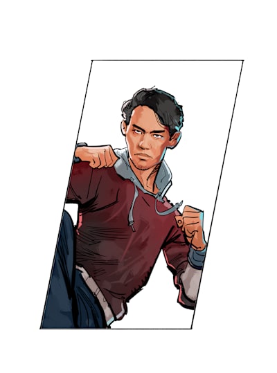 Illustrated image of Red Bull Kumite competitor Tokido.