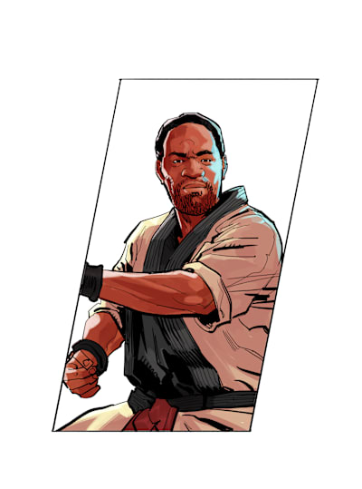 Illustrated image of Red Bull Kumite competitor JabhiM.