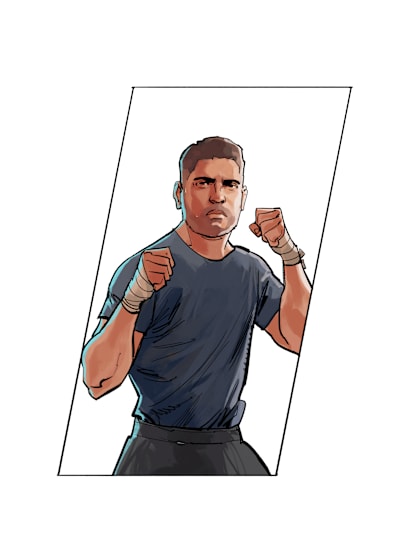 Illustrated image of Red Bull Kumite competitor Mono. 