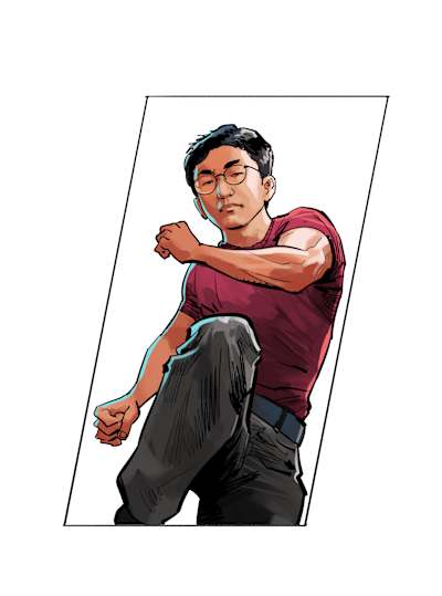Illustrated image of Red Bull Kumite competitor Zhen.