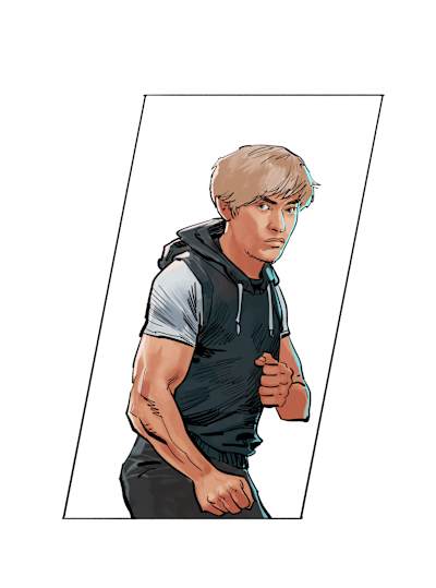 Illustrated image of Red Bull Kumite competitor Leffen.