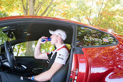 Elfyn Evans uses Red Bull to refuel during his sessions