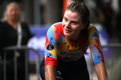 Lotte Kopecky of Belgium cools down after the 12th Baloise Ladies Tour 2026 - Stage 3a a 8.4km individual time trial stage from Maaseik to Maaseik on July 18, 2026 in Maaseik, Belgium