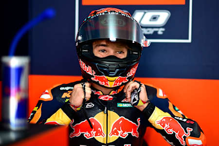  Turkish motorcycle racer Deniz Öncü before the Indonesian Moto3 race on 14 October, 2023