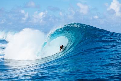Italo Ferreira surfing at Teahupo'o ahead of the 2025 Tahiti Pro
