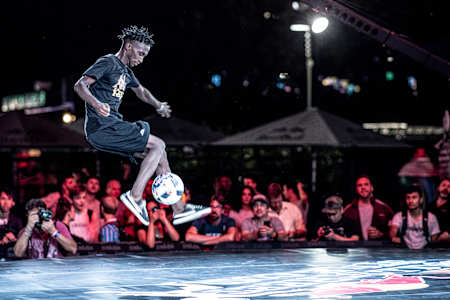 Sipho 'Freddy' Busakwe of South Africa competes during qualifications for the Red Bull Street Style World Final at Wynwood Marketplace, Miami, USA on November 14, 2019.