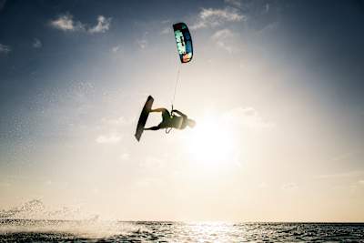 Pro kitesurfer Lasse Walker in action. 