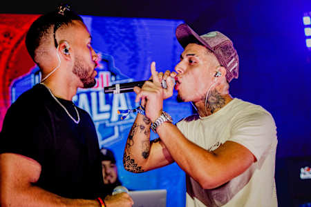 Freites and AdonysX battle during the Batalla U.S. Finals at Factory Town in Miami, Florida on October 12, 2024. 