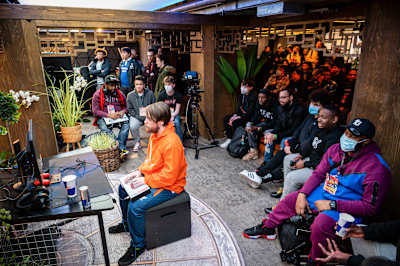 Super Akouma taking part in Red Bull Golden Letters 2023 Tekken 7 tournament at the Red Bull Gaming Sphere London