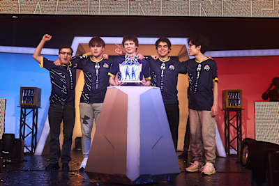 Winner Team Northwood pose for a portrait during Red Bull Campus Clutch at Esports Stadium in Arlington, Texas, USA on November 20, 2022. 