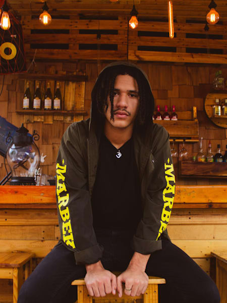 Tessellated at his chill spot, The Pallet in Kingston, Jamaica