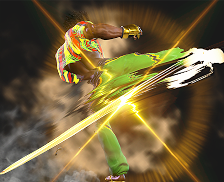 Dee Jay from Street Fighter 6 with his Rolling Sobat move.