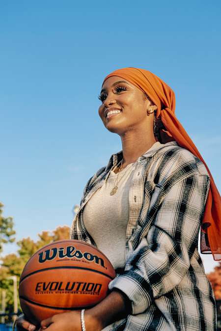 Basketball player Jamad Fiin at the Malcolm X Park in Boston on October 4, 2020.