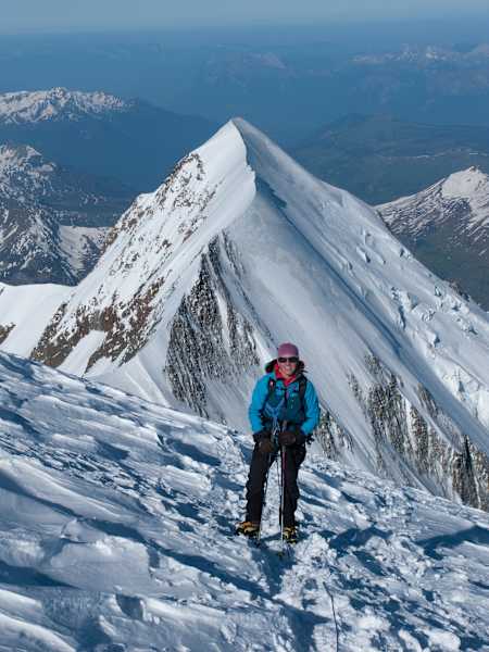Kate Scott poses on Mont Blanc