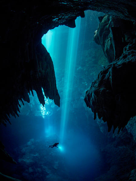 Cave diver Jill Heinerth explores an underwater cave known as The Pit in Mexico's Yucatán region.
