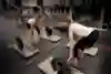 The pre-lift position for performing a deadlift with free weights.