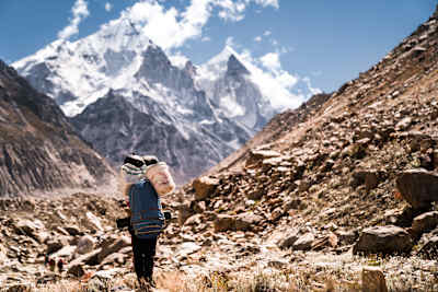 The south side of Mount Shivling as seen from distance.