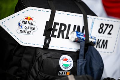 Detail of a participant's backpack seen during Red Bull Can You Make It? in Bratislava, Slovakia on May 24, 2024.