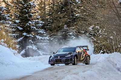 Evans testing his GR Yaris Rally1 in the French Alps
