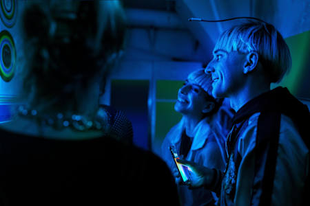 Neil Harbisson pictured in a crowd