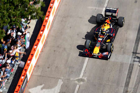 Sergio “Checo” Pérez drives the RB7 car at Red Bull Show Run 2021 in Dallas