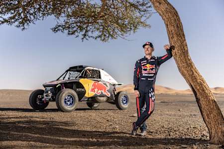 Mitch Guthrie Jr. of Red Bull Off-Road Junior Team USA performs during Testing for Dakar 2024 in Merzouga, Morocco on October 9, 2023.