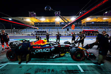 Sergio Perez stops in the Pitlane during day three of F1 testing in Bahrain