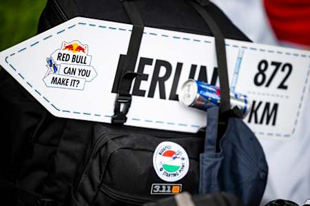 Detail of a participant's backpack seen during Red Bull Can You Make It? in Bratislava, Slovakia on May 24, 2024.