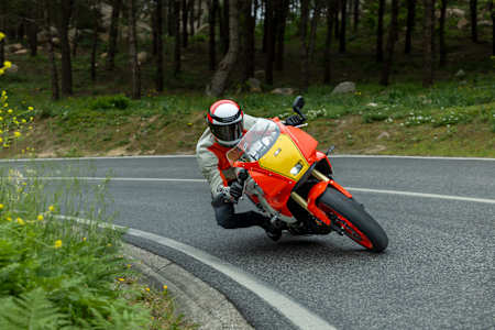 Yamaha XSR900 GP cornering in Ericeira, Portugal