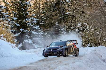Evans testing his GR Yaris Rally1 in the French Alps