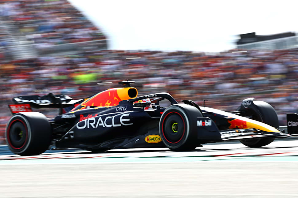 Max Verstappen on the track during the F1 Grand Prix of USA 2022 in Austin