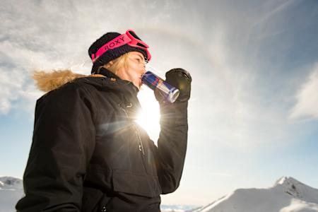 Katie Ormerod drinks a can of Red Bull