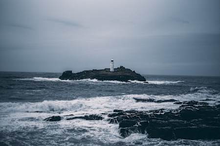 Gwithian beach and Godrevy lighthouse, Cornwall
