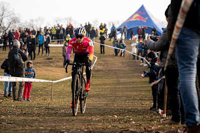 Blanka Vas races cyclo-cross at the 2022 Hungarian National Cyclo-cross Championship in Budapest, Hungary.