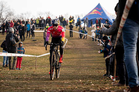 Blanka Vas races cyclo-cross at the 2022 Hungarian National Cyclo-cross Championship in Budapest, Hungary.