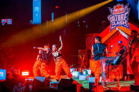 Dj Vitillaz, Dj EU and dancers during Red Bull Culture Clash in Atlanta